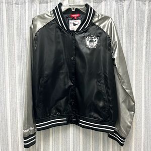 Raiders Mitchell & Ness satin bomber jacket *never worn*